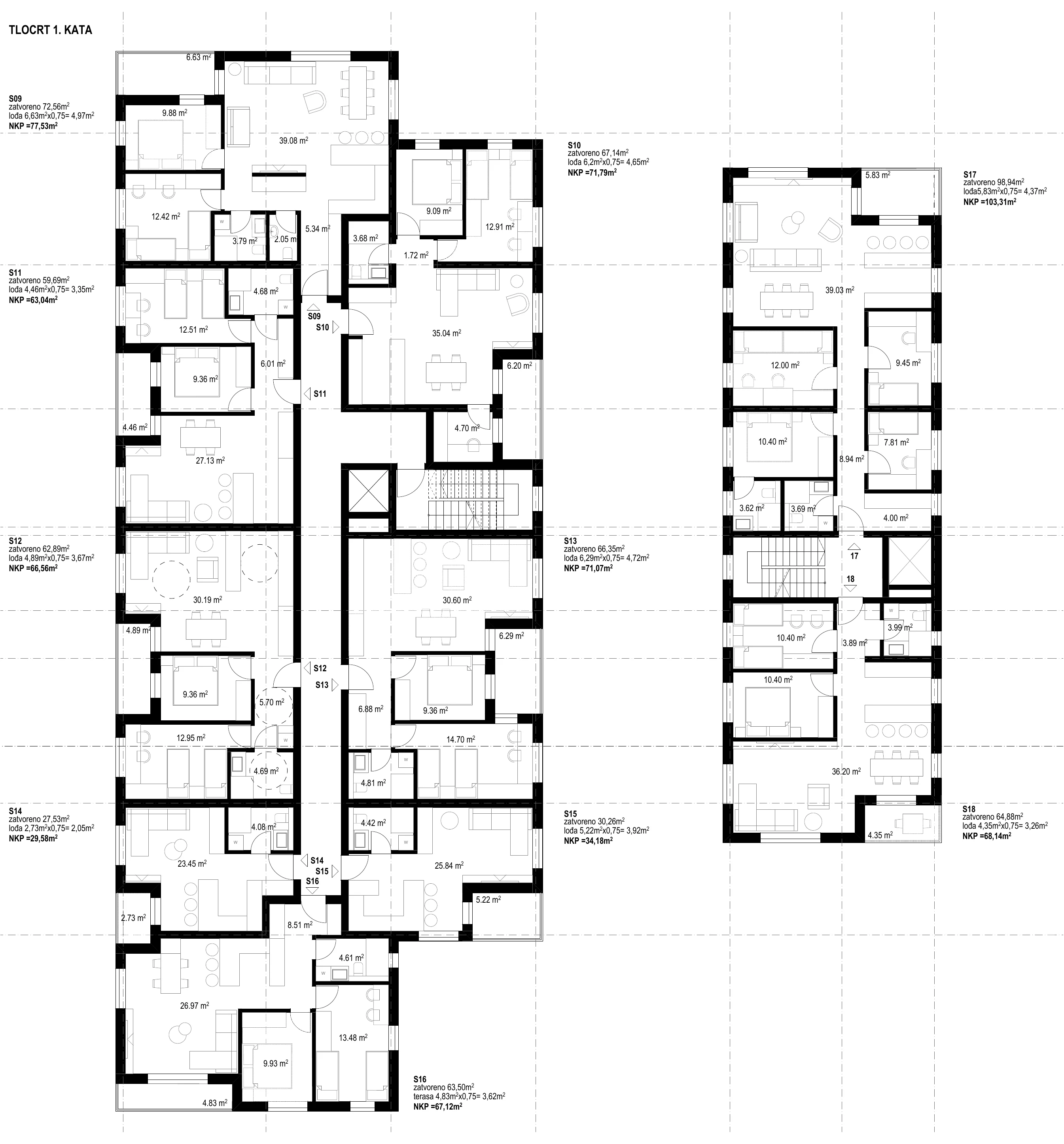Tlocrt etaže 1. kat — ResidenceZ Zabok